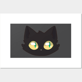 Cute Black Cat Face Posters and Art
